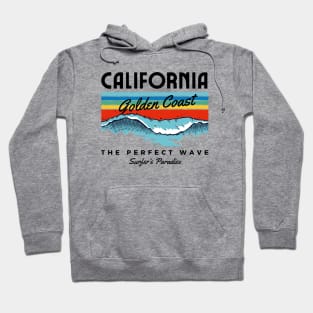 California Golden Coast Retro Surfing Surfer Beach Hoodie